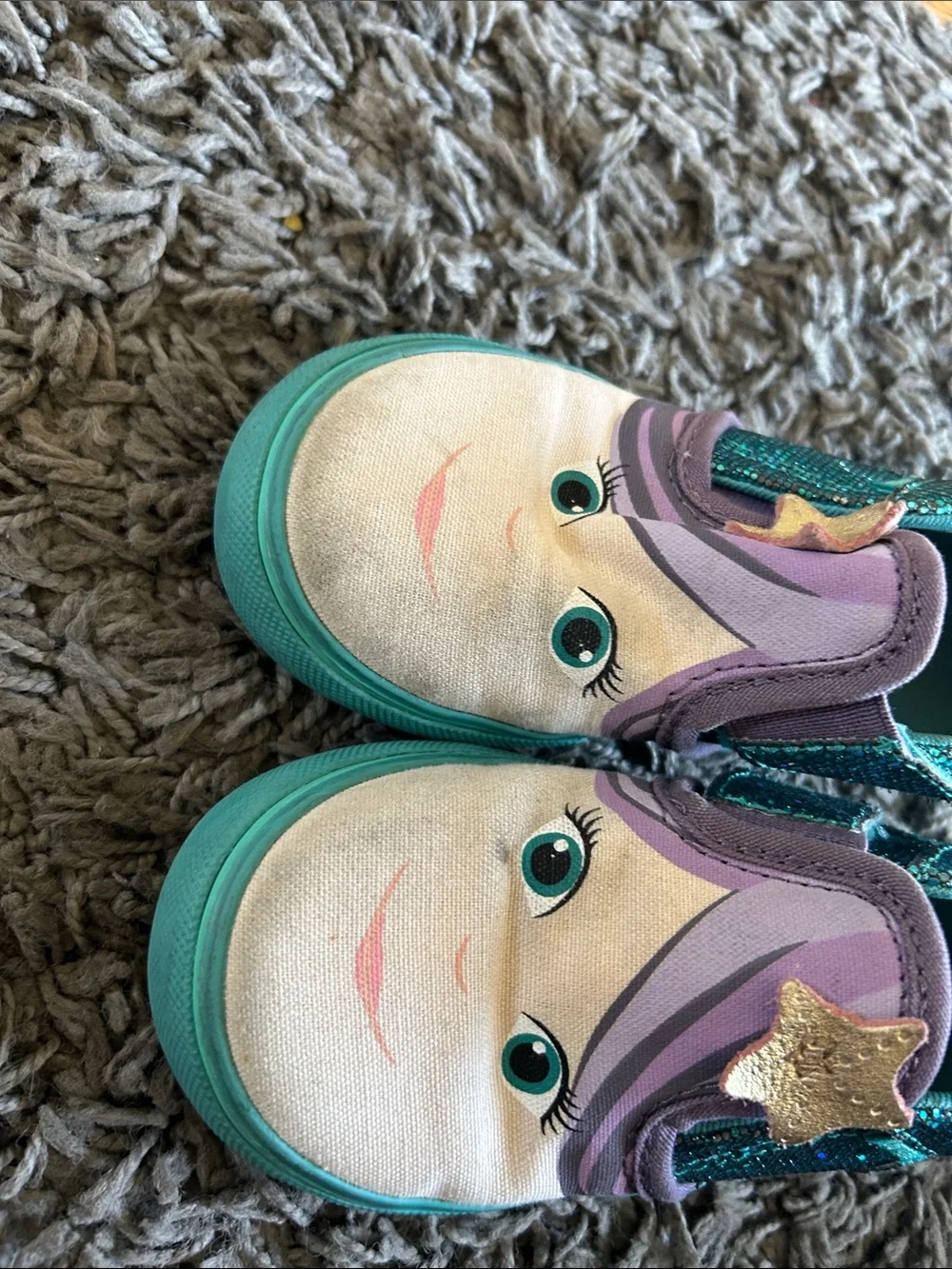 Vans Toddler Asher V  'Mermaid Teal Blue Shimmer w/Tale Size 9.5